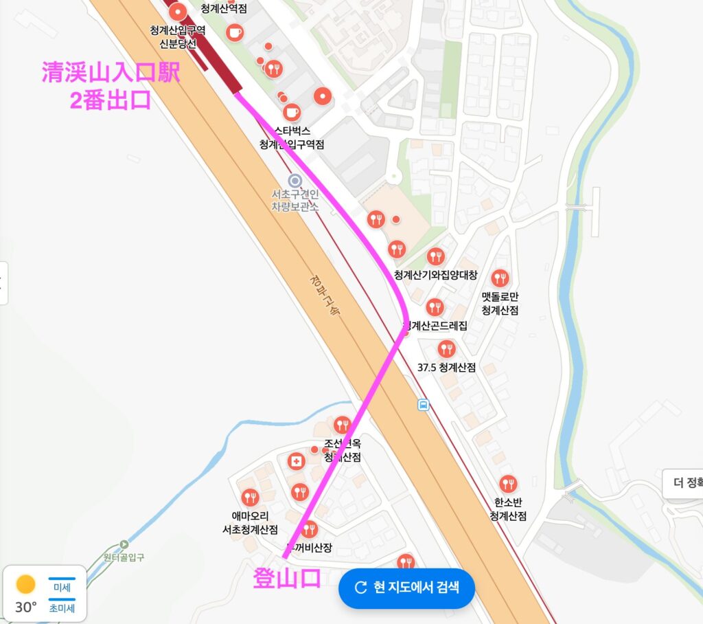 駅から清渓山までの地図