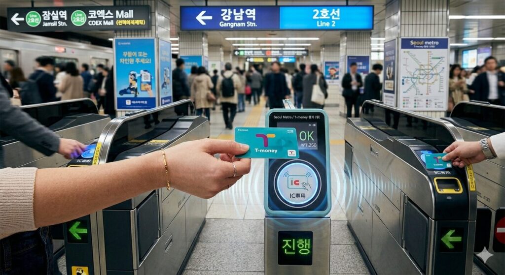 韓国　改札をとおる