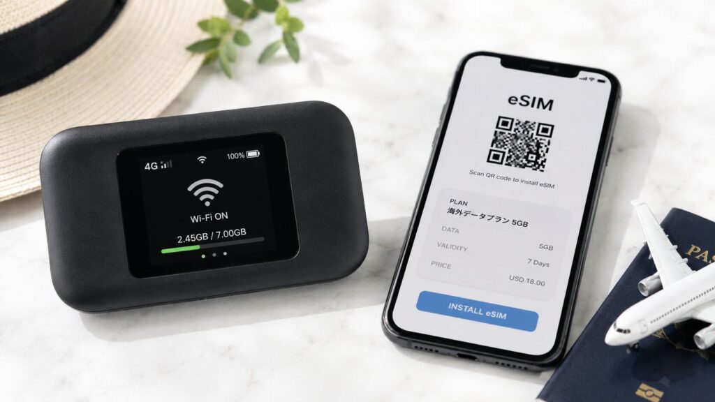 海外wi-fiとesim